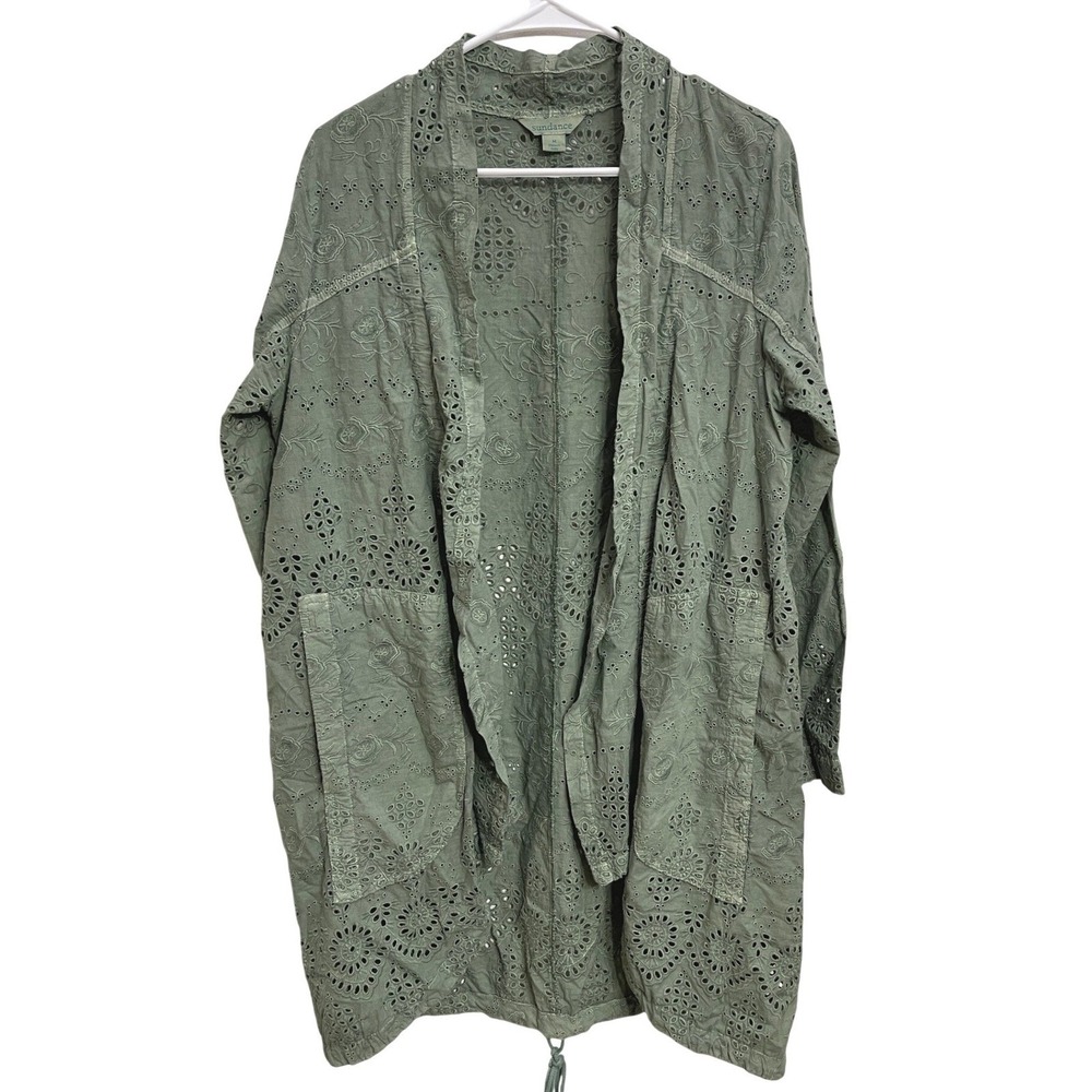 Sundance Moonlight Eyelet‎ Jacket Green Embroidered Cotton Boho Lagenlook Medium